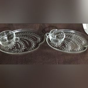 Vintage #Federalglass #snacktrayplate wheat pattern set of 2